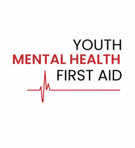 Text Reads: Youth Mental Health First Aid with a lifeline graphic underneath the words